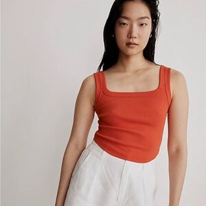 Madewell - The Tailored Crop Top Sleekhold Ribbed Square Neck - Small